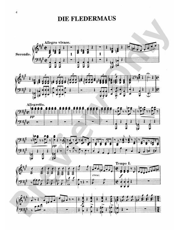 Strauss: Overtures: Die Fledermaus Part - Digital Sheet Music Download