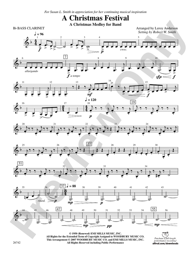 A Christmas Festival Bflat Bass Bflat Bass Part Digital Sheet Music Download