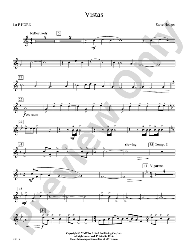 Vistas 1st F Horn 1st F Horn Part Digital Sheet Music Download 