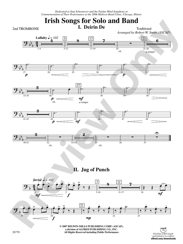 Irish Songs 2nd Trombone 2nd Trombone Part Digital Sheet Music Download