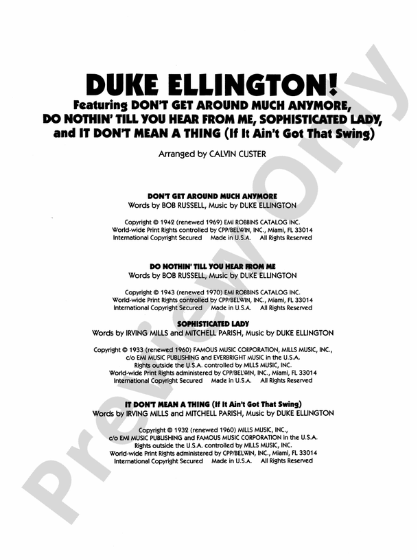 Duke Ellington! (Medley for Concert Band)