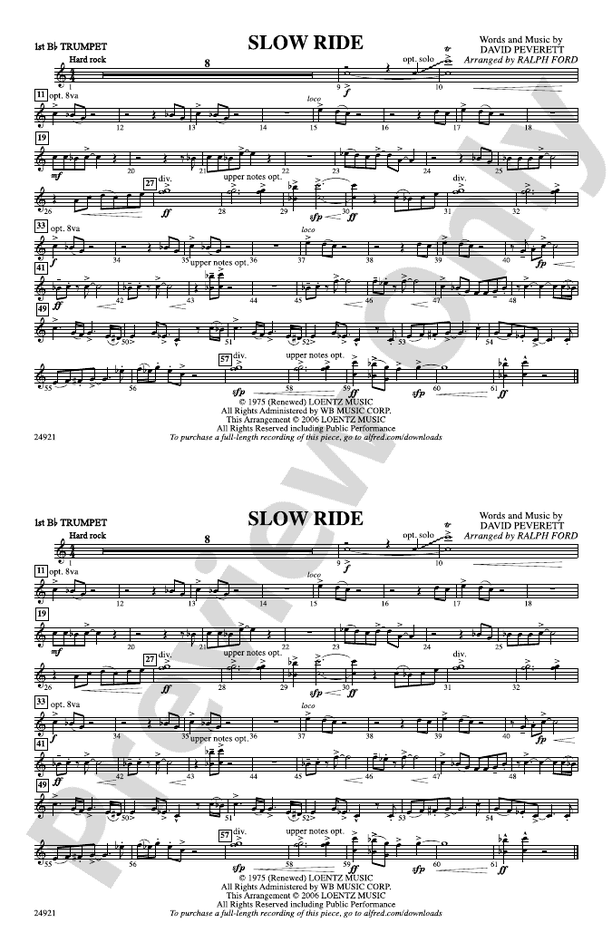 Slow Ride 1st Bflat Trumpet 1st Bflat Trumpet Part Digital Sheet