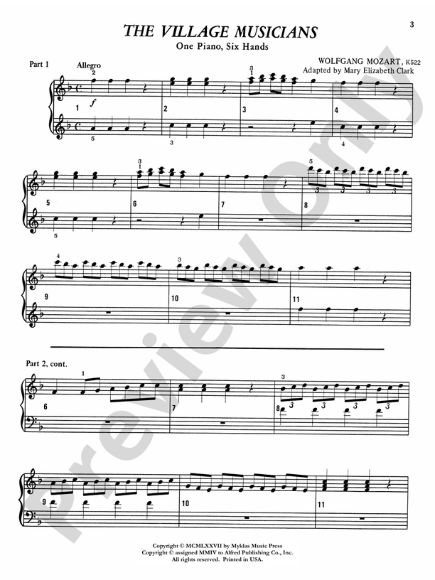 Village Musicians - Piano Trio (1 Piano, 6 Hands)