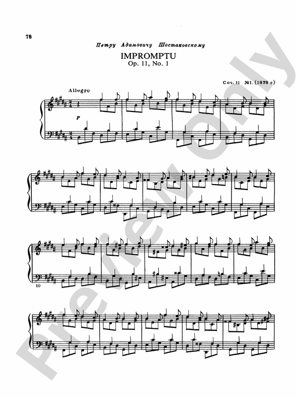 RimskyKorsakov Piano Solos, Volume II Impromptu, Op. 11, No. 1 Part