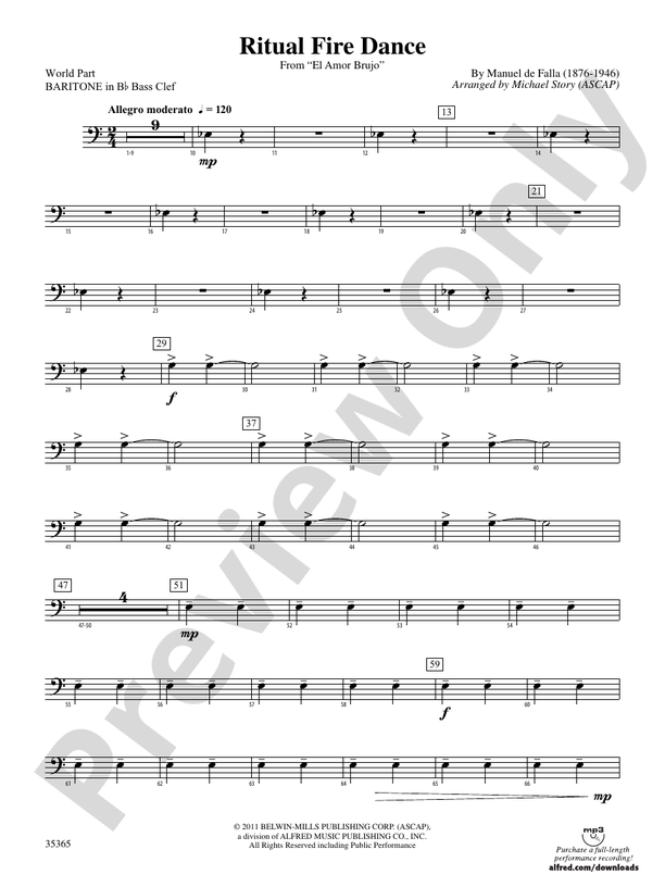 Ritual Fire Dance (From El Amor Brujo): (wp) B-flat Baritone B.C.