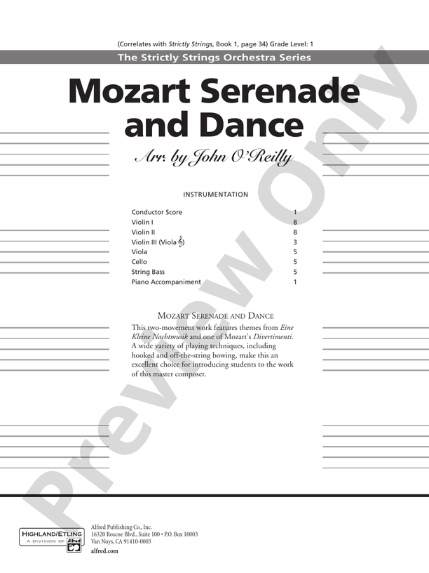 Mozart Serenade and Dance: Score: String Orchestra Score - Digital ...