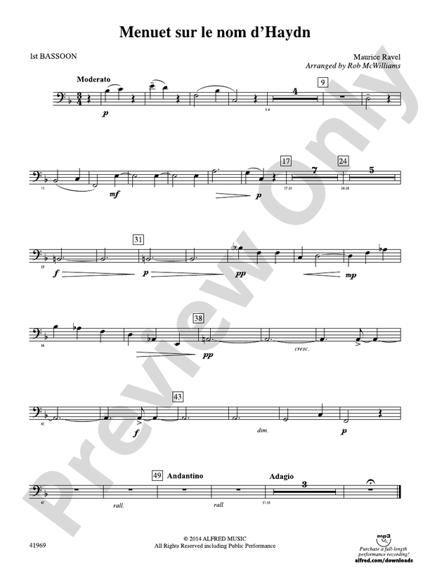 Menuet sur le nom d'Haydn Bassoon Bassoon Part Digital Sheet Music