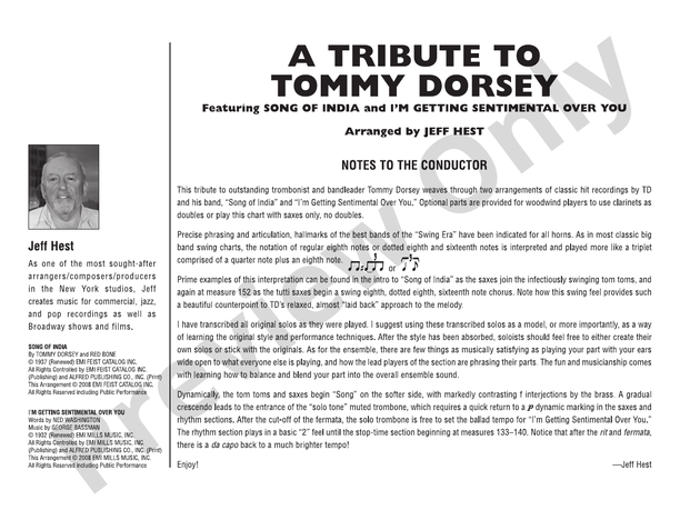 A Tribute to Tommy Dorsey: Score