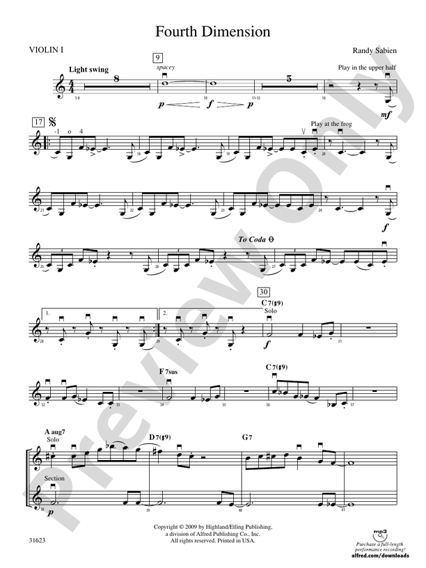 Fourth Dimension 1st Violin 1st Violin Part Digital Sheet Music Download 9841