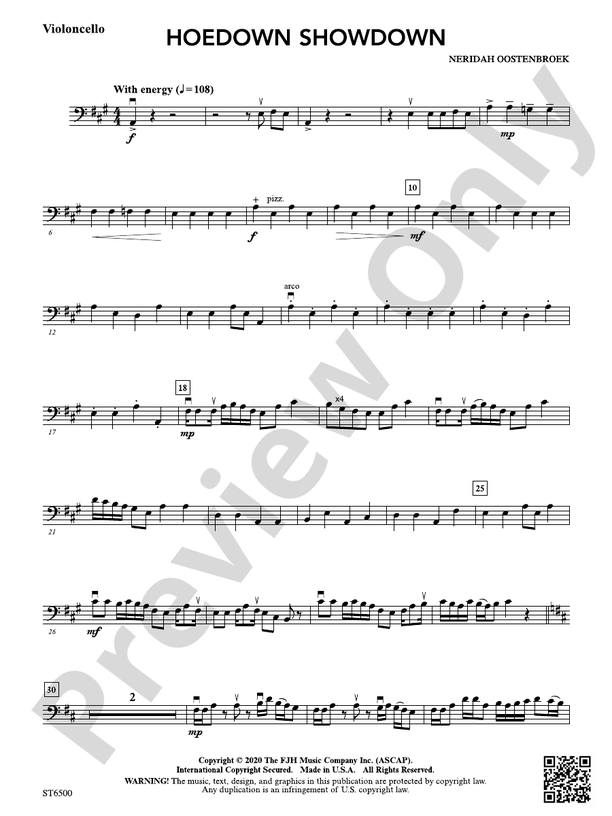 Hoedown Showdown: Violoncello: Violoncello Part: Neridah Oostenbroek ...