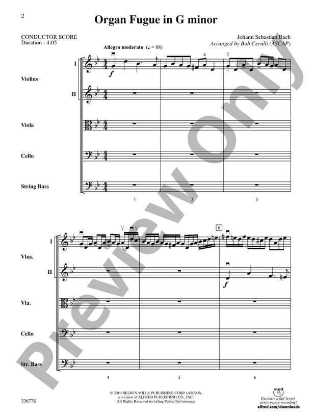 Organ Fugue in G Minor: Score