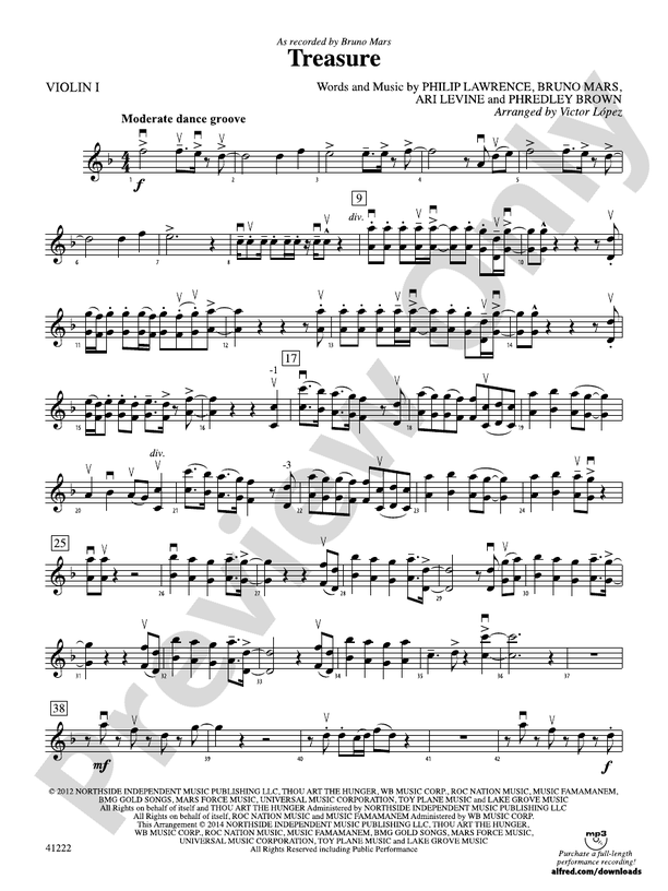 Treasure: 1st Violin: 1st Violin Part - Digital Sheet Music Download