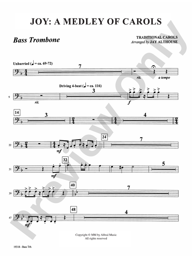 Joy: A Medley of Carols: 4th Trombone