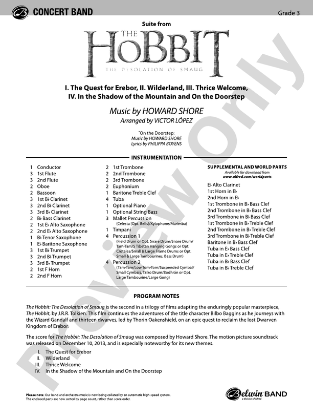 The Hobbit: The Desolation of Smaug, Suite from