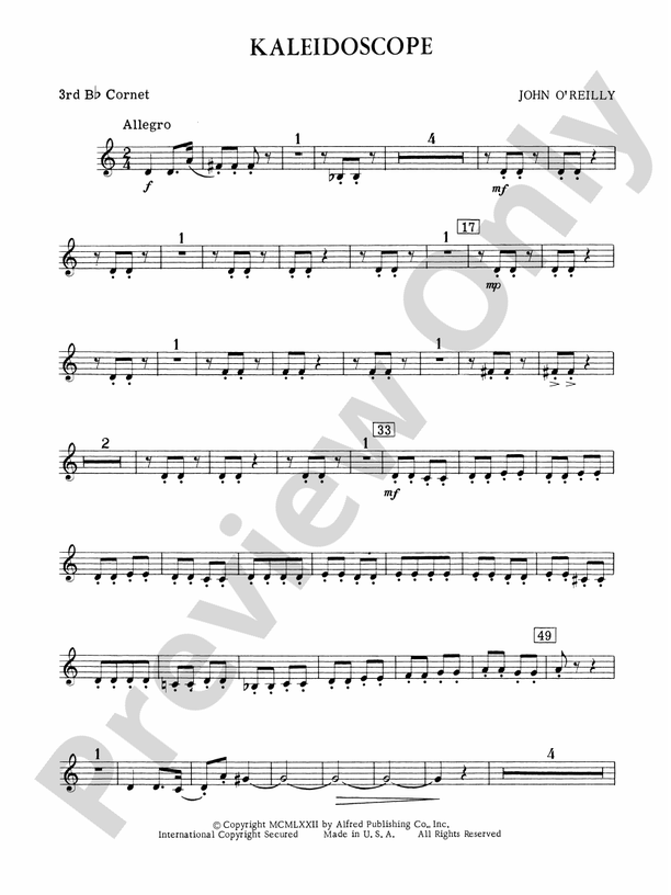 Kaleidoscope 3rd B Flat Cornet 3rd B Flat Cornet Part Digital Sheet Kaleidoscope 3rd B Flat Cornet 3rd B Flat Cornet Part Digital Sheet