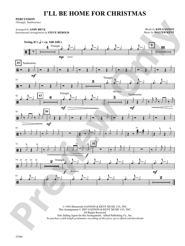 I'll Be Home for Christmas: 1st Percussion
