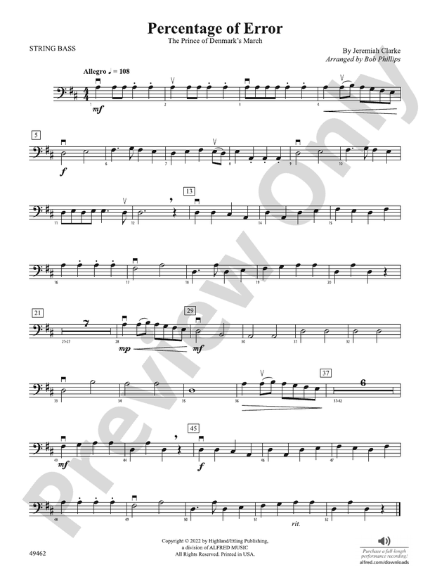 Percentage of error string bass string bass part digital sheet