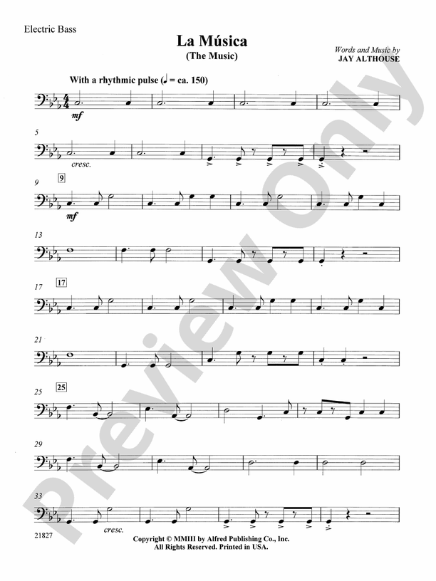 La Musica (The Music) Electric Bass Electric Bass Part Digital