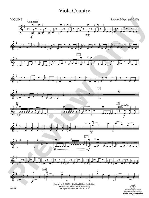 Viola Country: 1st Violin: 1st Violin Part - Digital Sheet Music
