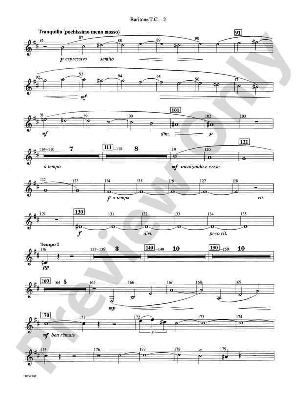 Symphony No. 3 For Band: Baritone T.C.: Baritone T.C. Part - Digital ...