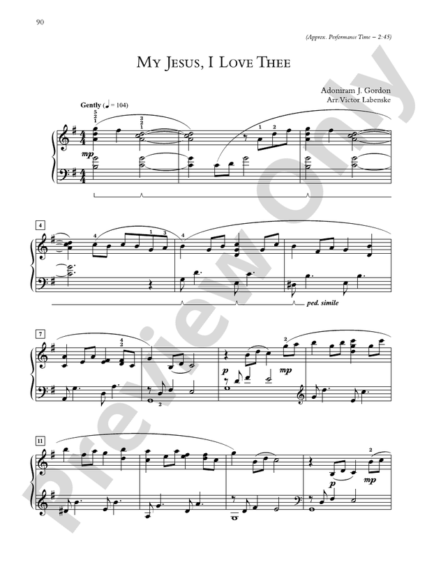 My Jesus, I Love Thee - Piano Solo