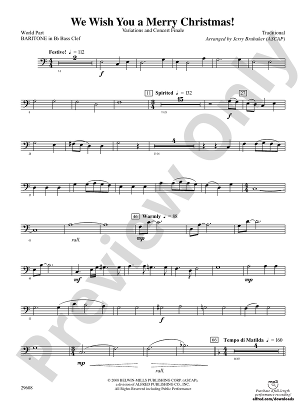 We Wish You A Merry Christmas!: (wp) B-flat Baritone B.C.: (wp) B-flat ...