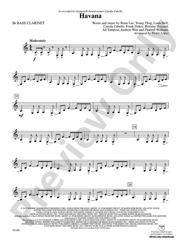 Havana Bflat Bass Bflat Bass Part Digital Sheet
