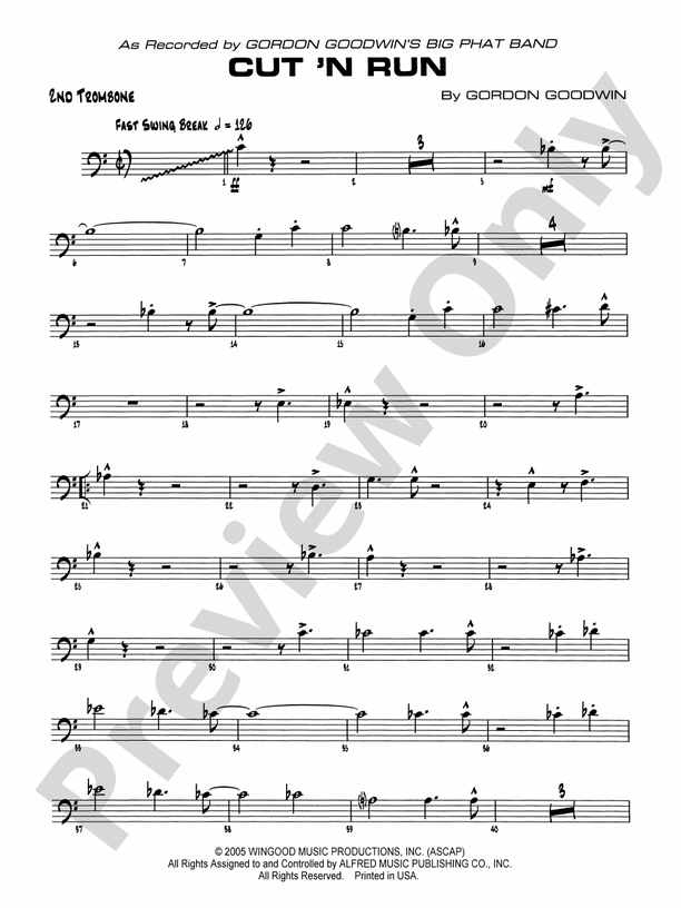 Cut 'n Run 2nd Trombone 2nd Trombone Part Digital Sheet Music Download