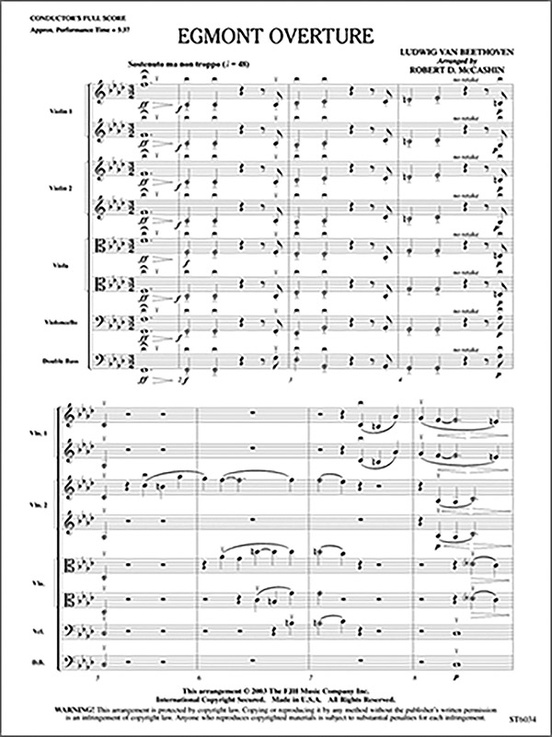 Egmont Overture String Orchestra Conductor Score Ludwig van Beethoven