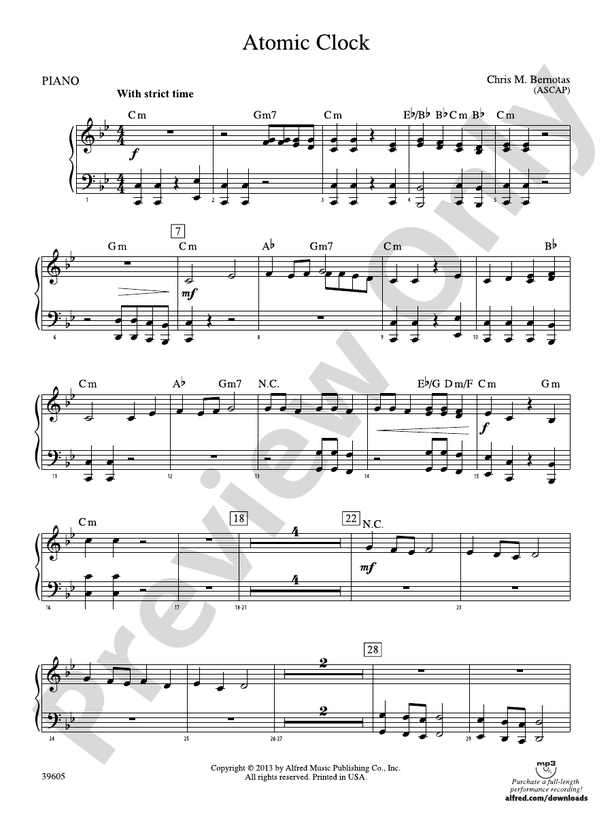 Atomic Clock Piano Piano Part Digital