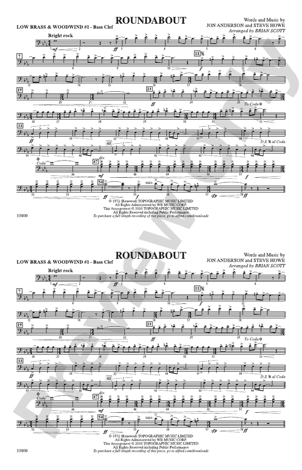 Roundabout: Low Brass & Woodwinds #1 - Bass Clef