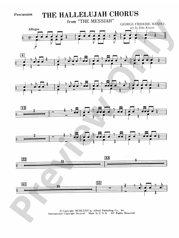 Hallelujah Chorus 1st Percussion 1st Percussion Part Digital Sheet