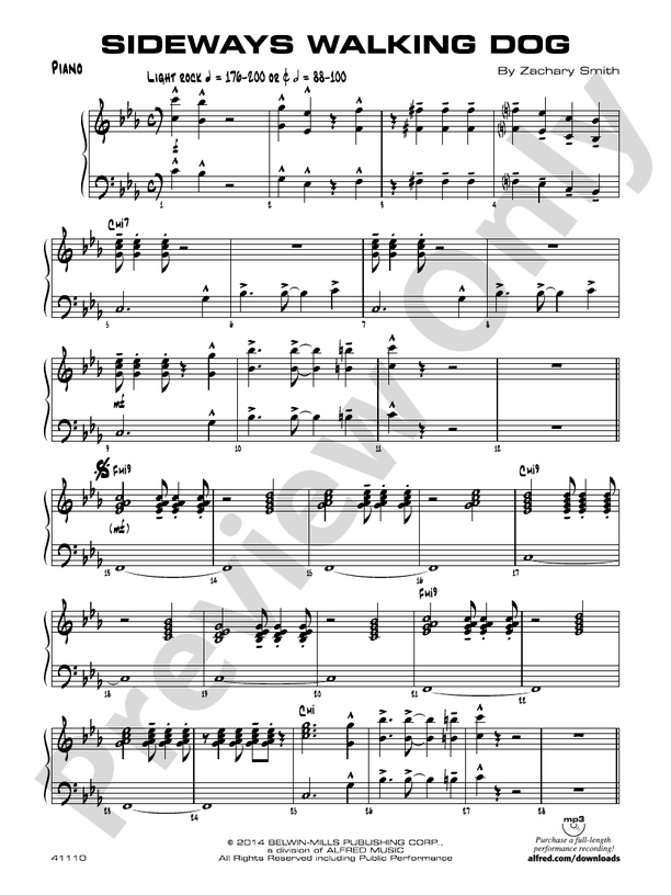 Sideways Walking Dog Piano Piano Part