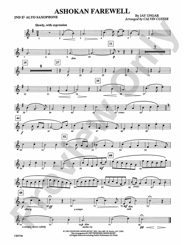 Ashokan Farewell (from The Civil War) 2nd Eflat Alto Saxophone 2nd E