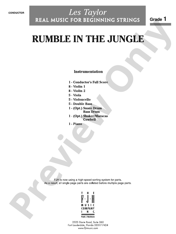 Rumble in the Jungle Score Les Taylor Digital Sheet Music Download