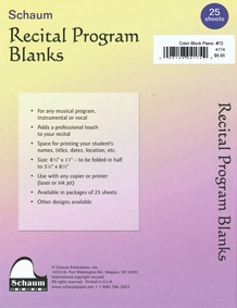 Schaum Recital Programs (Blank) #72: Color Block Piano