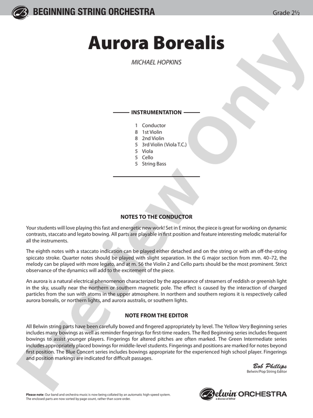 Aurora Borealis: Score: String Orchestra Score - Digital