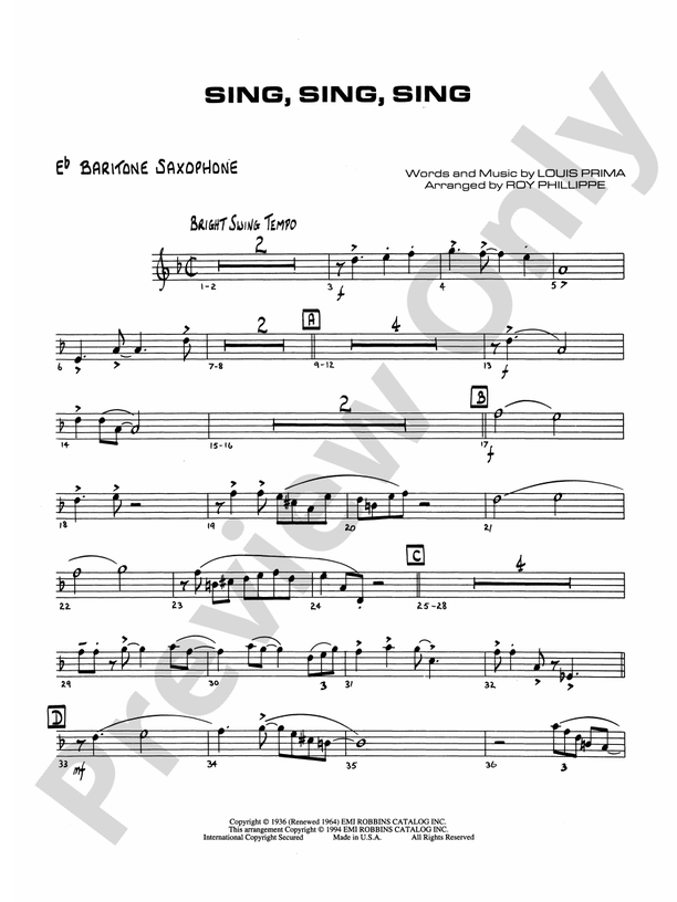 Sing, Sing, Sing: E-flat Baritone Saxophone: E-flat Baritone 