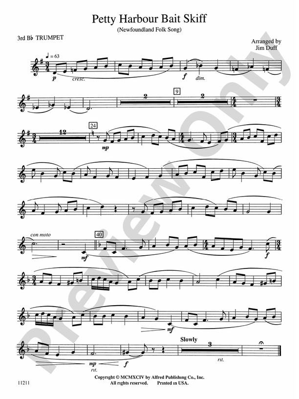 Petty Harbour Bait Skiff 3rd Bflat Trumpet 3rd Bflat Trumpet Part