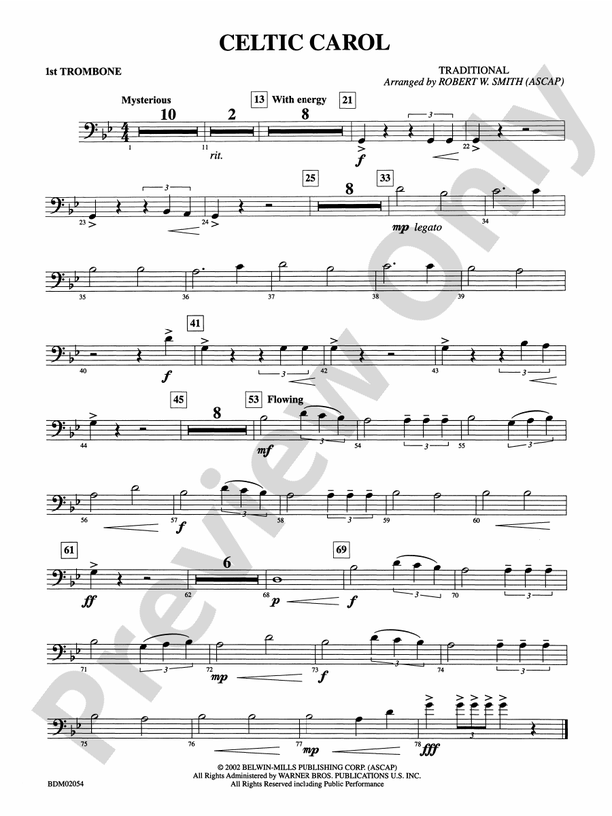 Celtic Carol: 1st Trombone: 1st Trombone Part - Digital Sheet Music ...