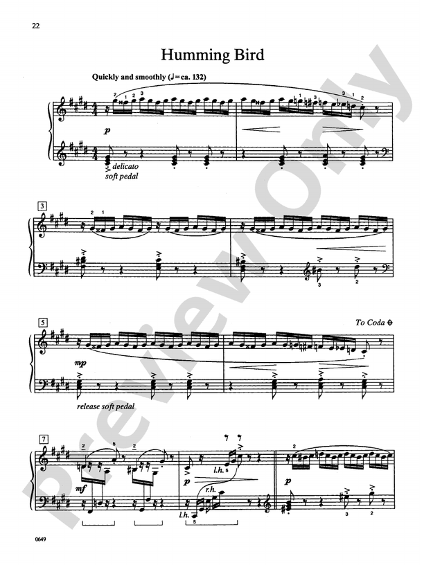 Humming Bird - Piano Solo
