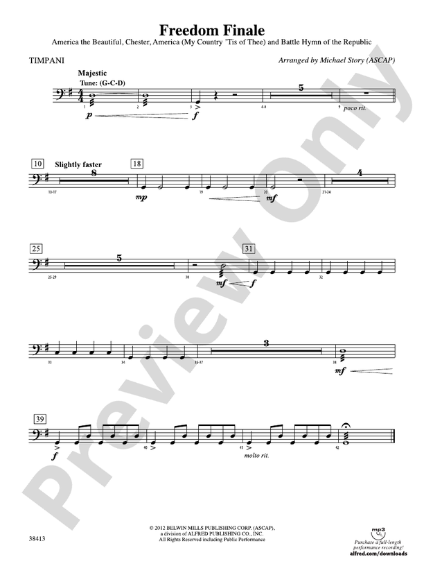 Freedom Finale Timpani Timpani Part Digital Sheet Music Download