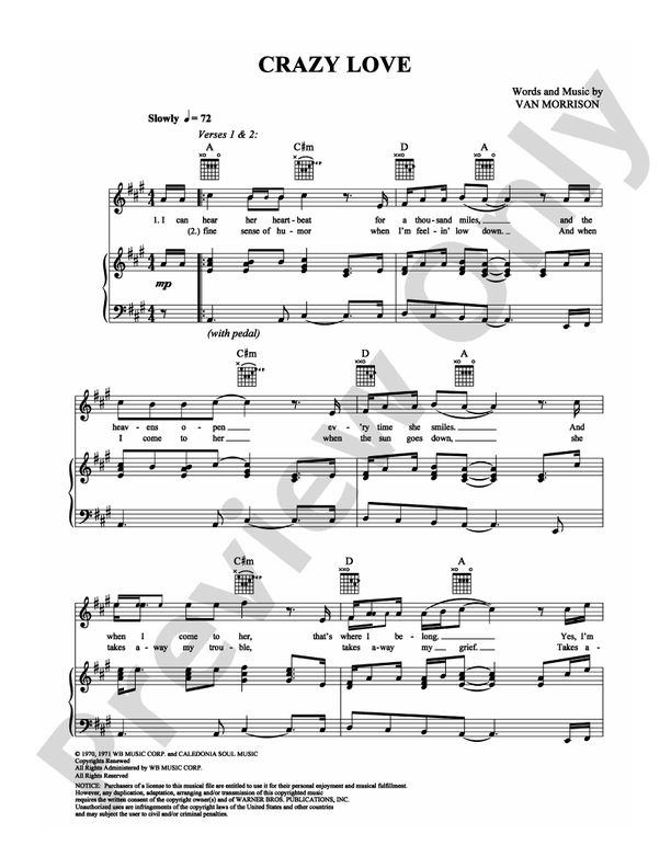 Crazy Love: Piano/Vocal/Chords: Van Morrison - Digital Sheet Music Download