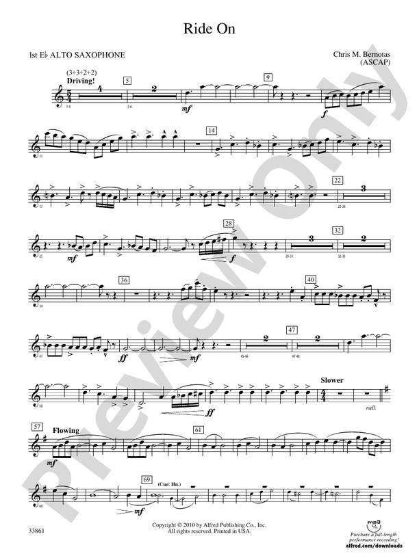 Ride On Eflat Alto Saxophone Eflat Alto Saxophone Part Digital