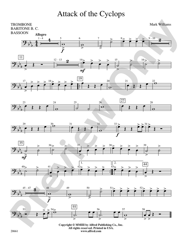 Attack of the Cyclops: 1st Trombone: 1st Trombone Part - Digital Sheet ...