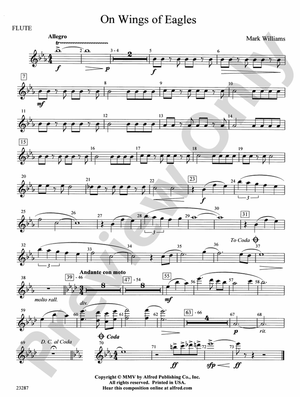 On Wings of Eagles: Flute: Flute Part - Digital Sheet Music Download