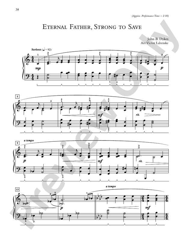 Eternal Father, Strong to Save - Piano Solo
