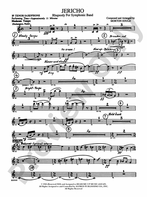 Jericho Bflat Tenor Saxophone Bflat Tenor Saxophone Part Digital