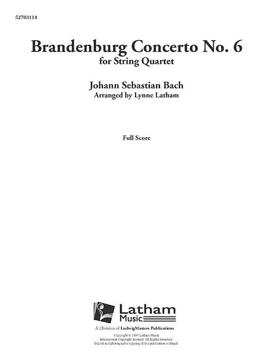Brandenburg Concerto No. 6 for String Quartet