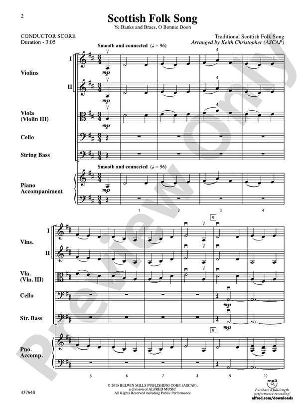 Scottish Folk Song String Orchestra Conductor Score & Parts Digital